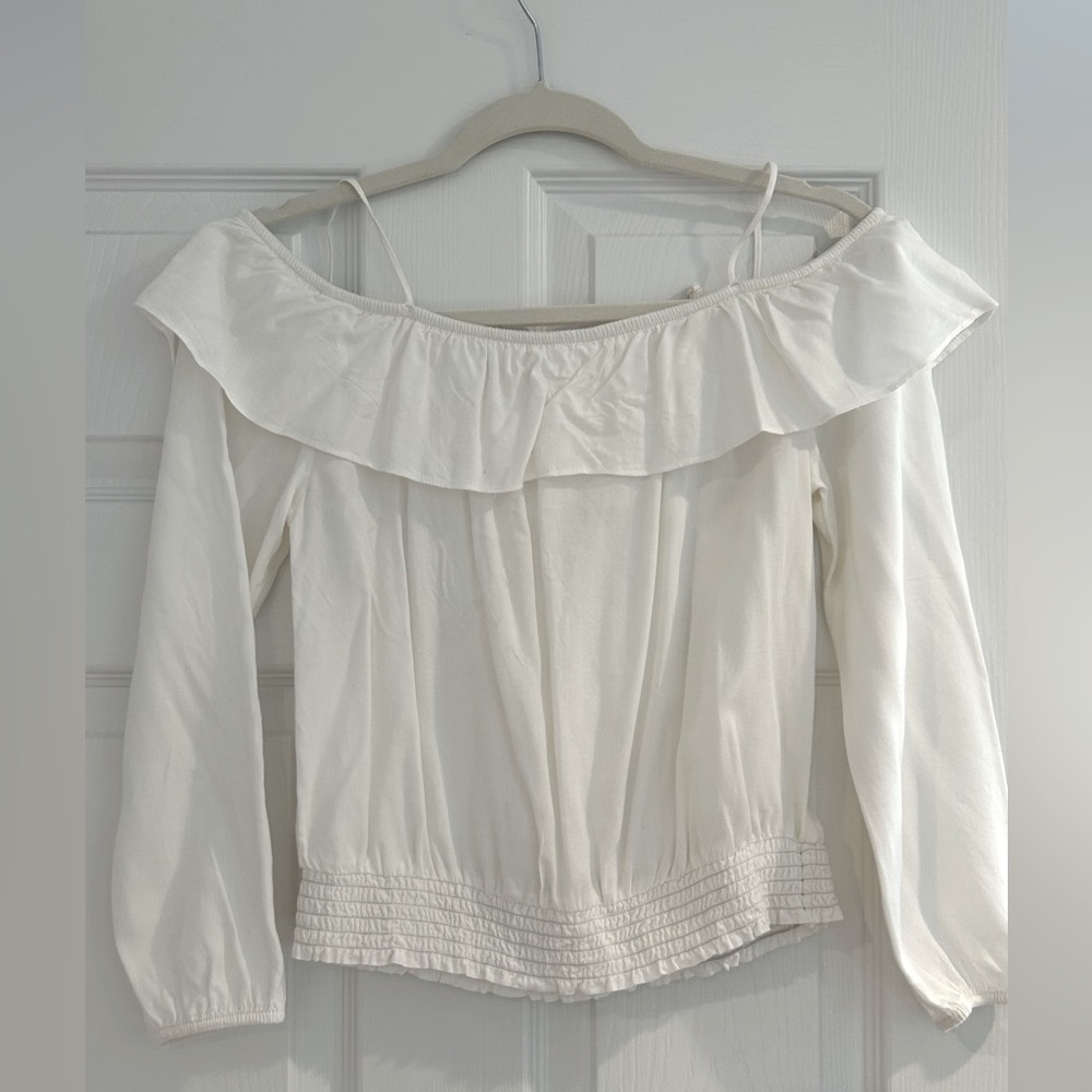 H&M White Off-The Shoulder Ruffled Blouse Girls Size 12-13Y